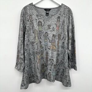 Ali Miles Tunic Top‎ Shirt Size XL Brushed Knit Pockets Girl Power Artsy Novelty